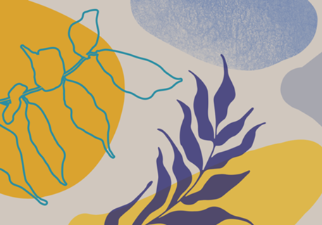 Nature shapes and plants in blue III