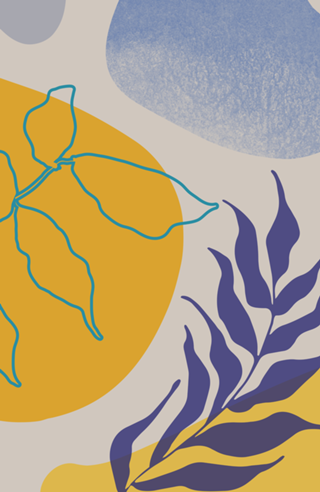 Nature shapes and plants in blue III