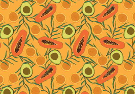 Frutas: mamão, abacate e laranja I