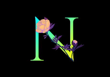 Monograma Floral N neon