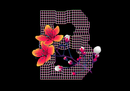 Monograma Floral B neon