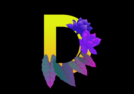 Monograma Floral D neon