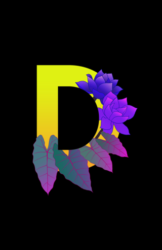 Monograma Floral D neon