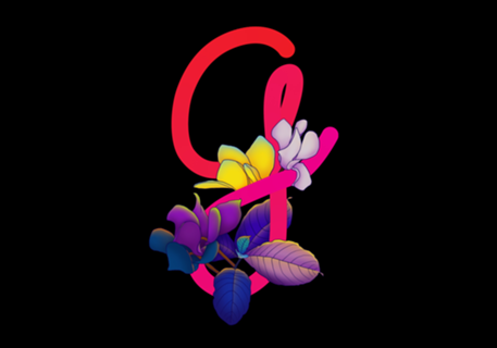 Monograma Floral G neon