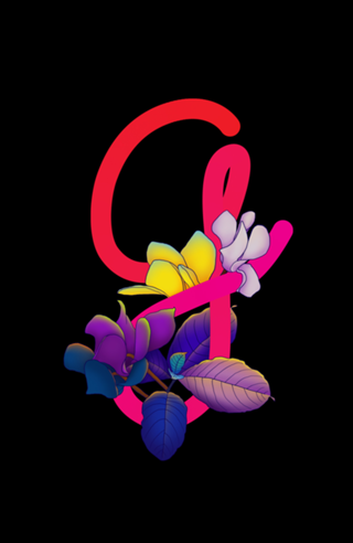 Monograma Floral G neon