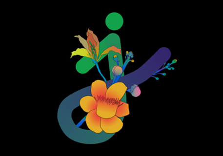 Monograma Floral J neon