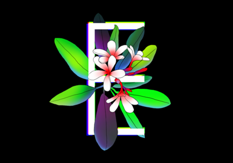 Monograma Floral E neon