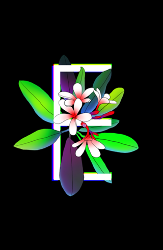 Monograma Floral E neon