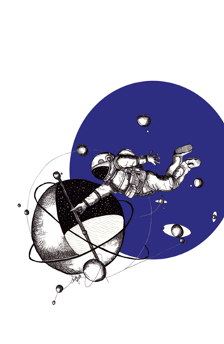 Astronauta numa casca de noz