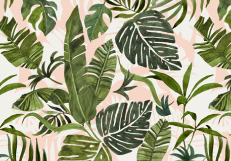 Tropical watercolor leaves
