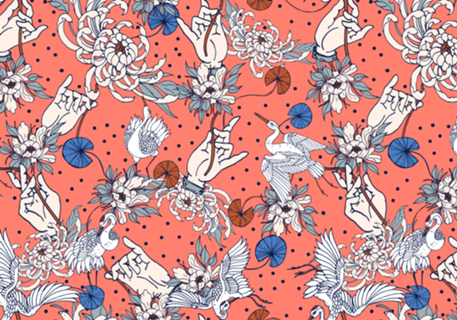 Flowered Asian illustration