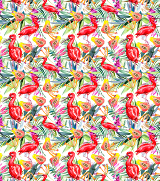 Exotic pink bird in the tropical jungle