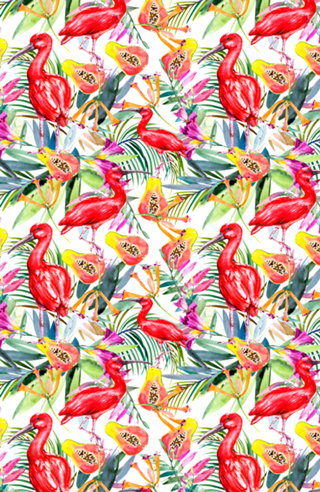 Exotic pink bird in the tropical jungle