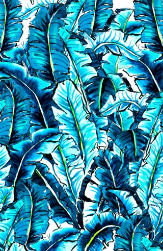 Watercolor banana palm leaf 
