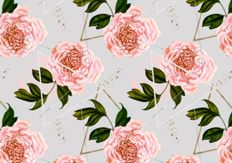 Pattern peonies and golden triangles