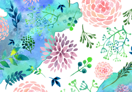 WHEN WE MEET - Blue Watercolor Agate and Flowers