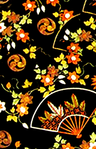 Padrão Preto Floral com leques