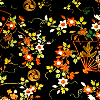 Padrão Preto Floral com leques