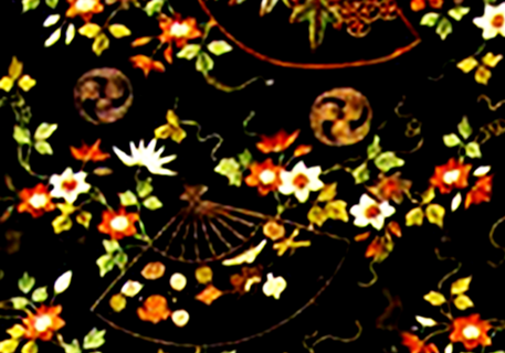 Padrão Preto Floral com leques