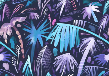 Palmeiras tropicais em aquarela