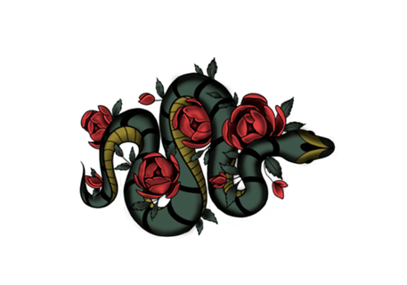 Cobra entre rosas