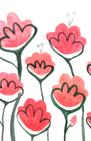 Pink flowers em Aquarela