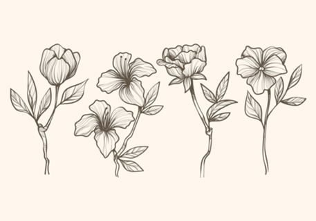 Flores desenhadas à mão
