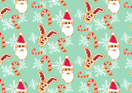 Estampa Cookies e flocos de Natal