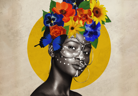 Rosto Feminino com Flores Sara Africa 3
