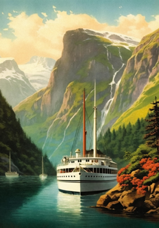 Pôster de viagem da Noruega
