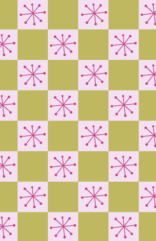Star Check - Pink & Green