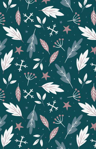 Greenish Blue Leaves Pattern