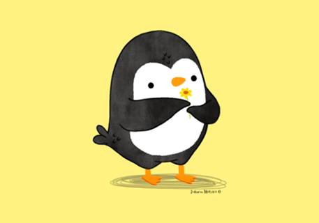 Pinguim com flor