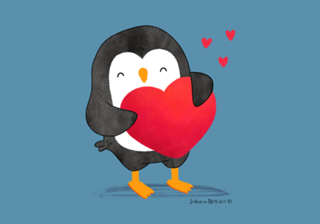 Pinguim com um coração grande