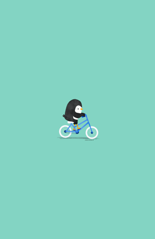 Pinguim andando de bicicleta