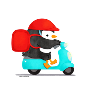 Pinguim entregador de delivery