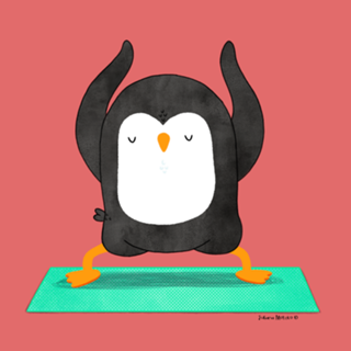 Pinguim Instrutor de Yoga