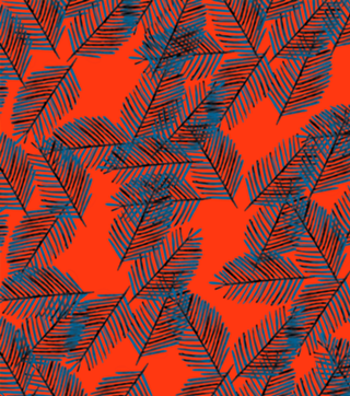 Folhas Azuis em fundo laranja