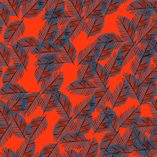 Folhas Azuis em fundo laranja