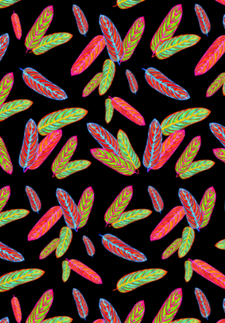 Folhas Coloridas no Fundo Preto