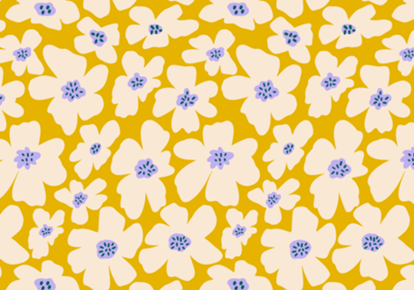 Retro Daisy - Creme, amarelo e lilás