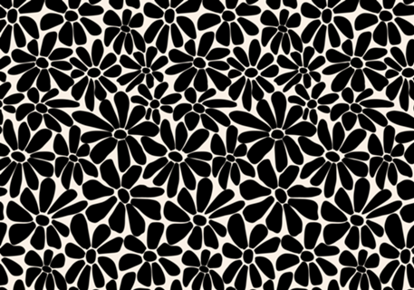 Retro Floral - Preto e Branco