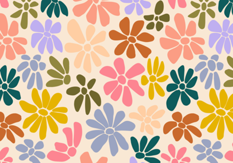 Retro Floral - arco-íris