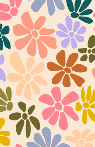 Retro Floral - arco-íris