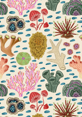 Arte Coral colorida em aquarela