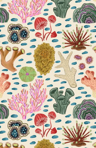 Arte Coral colorida em aquarela