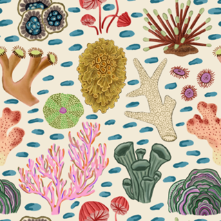 Arte Coral colorida em aquarela