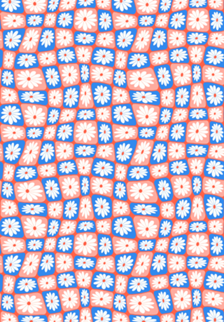 Margaridas Retro | Azul e Coral