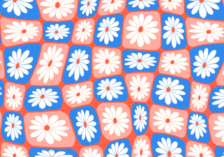 Margaridas Retro | Azul e Coral