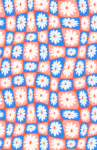 Margaridas Retro | Azul e Coral